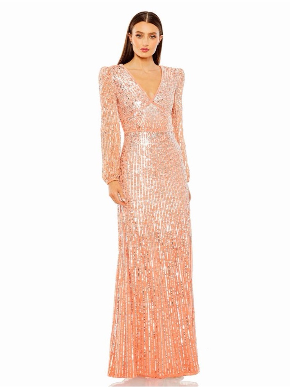NWT Mac Duggal 5643 Gown in Peach ~ Size 16 | MSRP $598